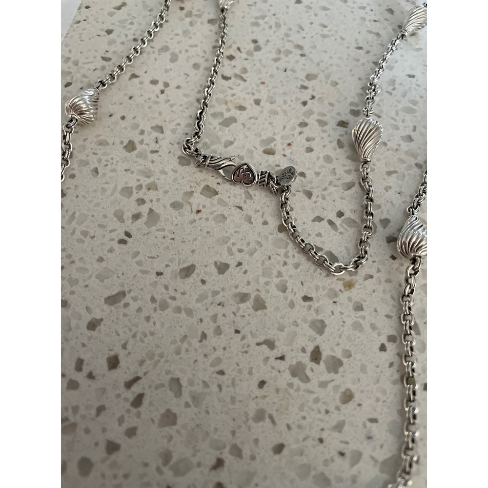 Christian James by Scott Grimes Sterling 36" Fluted Teardrop Station Necklace - Picture 5 of 9
